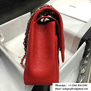 CHANEL Red Jumbo Calfskin Leather Double Flap Bag With silver/gold Hardware - 5