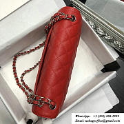 CHANEL Red Jumbo Calfskin Leather Double Flap Bag With silver/gold Hardware - 3