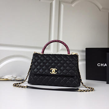 Chanel Flap bag with top handle Black&White&Wine