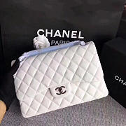 CHANEL white Size 30cm Lambskin Leather Flap Bag With Silver Hardware - 6