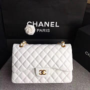 CHANEL white Size 30cm Lambskin Leather Flap Bag With Gold Hardware - 1