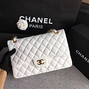 CHANEL white Size 30cm Lambskin Leather Flap Bag With Gold Hardware - 3