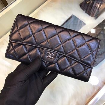 Chanel wallet lambskin with silver hardware