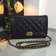 Chanel boy woc black caviar leather in gold & silver hardware - 2