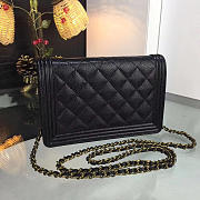 Chanel boy woc black caviar leather in gold & silver hardware - 3