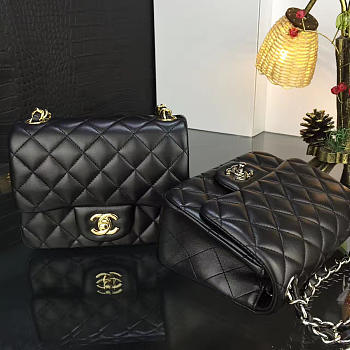 Chanel 17CM Mini Flap Bag Lambskin Leather With Gold&silver hardware