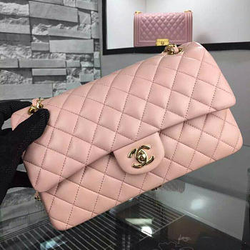 CHANEL 1112 Pink 2.55 Lambskin Leather Flap Bag With Gold&silver Hardware