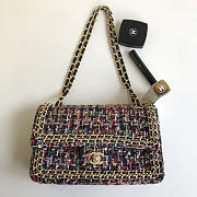 Chanel Flap Classic Tweed Handbag With Gold Hardware - 3