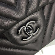 Chanel Lambskin Chevron Quilted 30cm Flap Black Bag  - 6