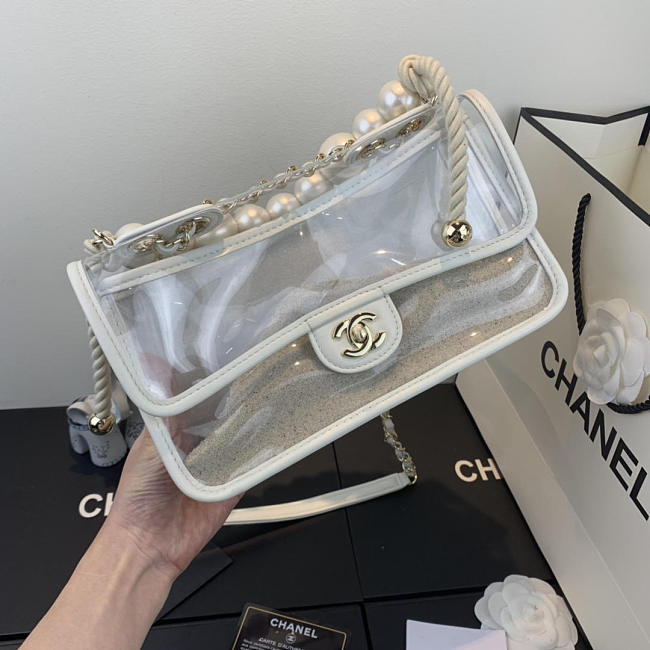 Chanel Transparent pearl sand bag White - 1