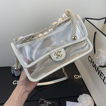 Chanel Transparent pearl sand bag White