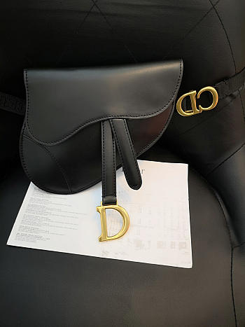 DIOR SADDLE CALFSKIN BELT BAG IN BLACK