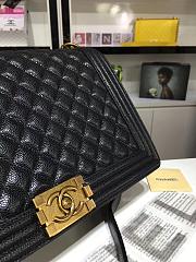 Chanel 30cm large boy bag black caviar leather with silver&gold hardware - 4