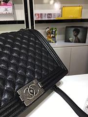 Chanel 30cm large boy bag black caviar leather with silver&gold hardware - 6