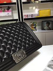 Chanel 30cm large boy bag black lambskin leather with silver&gold hardware - 5