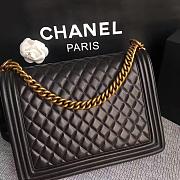 Chanel 30cm large boy bag black lambskin leather with silver&gold hardware - 4