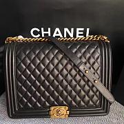 Chanel 30cm large boy bag black lambskin leather with silver&gold hardware - 3