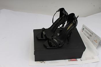 YSL 10cm heels shoes in gloss laminating black