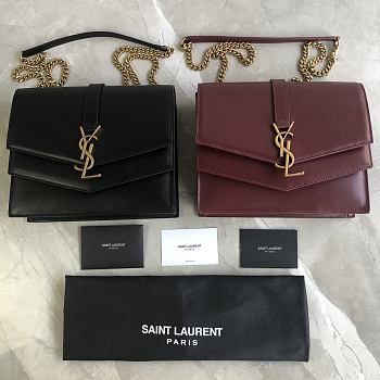 YSL SULPICE MEDIUM IN SMOOTH LEATHER Black&Red