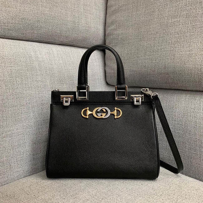 Gucci Zumi grainy leather small top handle bag Black - 1