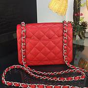 Chanel 17CM Mini Flap Red Bag Caviar Leather With Gold&Silver Hardware - 5