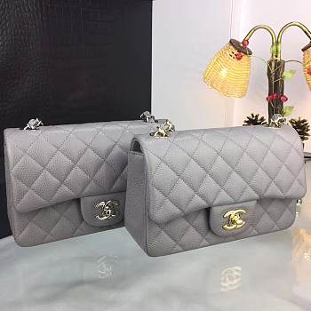 Chanel 20cm Classic Flap Bag Grey Caviar Leather sliver&gold hardware