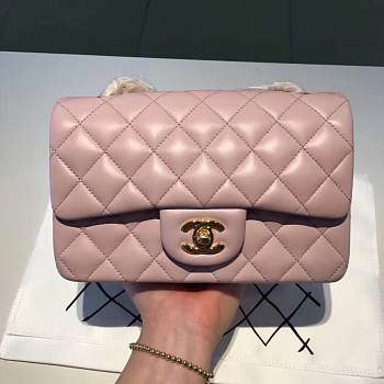 Chanel 20cm Classic Flap Bag Pink Lambskin Leather gold hardware