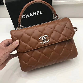 Chanel Trendy CC Flap Top Handle Tan Bag with Silver Hardware