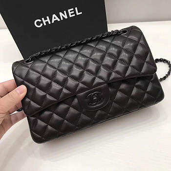 Chanel classic CF Lambskin Soft Leather Quilted Bag 25cm All Black 