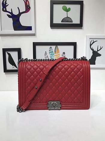 Chanel 30cm Red Caviar Boy Bag 