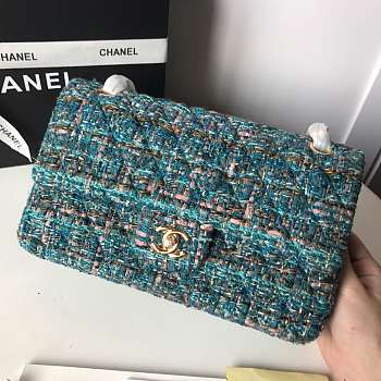 Chanel 25cm Tweed & Gold-Tone Metal Double Flap Bag