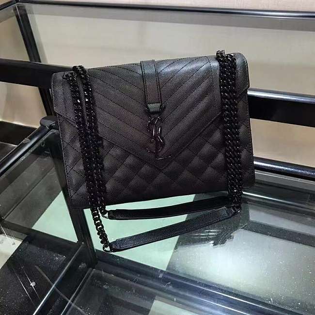 YSL ENVELOPE MEDIUM BAG ALL BLACK - 1