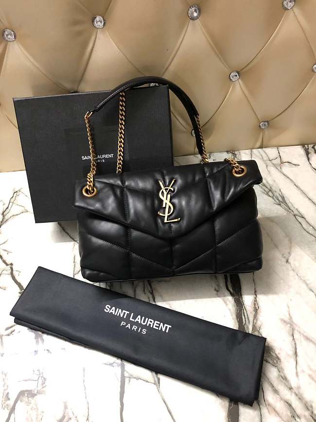 YSL LOULOU PUFFER SMALL BAG LAMBSKIN BLACK - 1