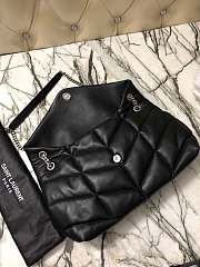 YSL LOULOU PUFFER MEDIUM BAG LAMBSKIN BLACK SILVER HARDWARE - 5