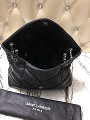 YSL LOULOU PUFFER MEDIUM BAG LAMBSKIN BLACK SILVER HARDWARE - 4