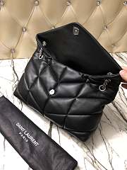 YSL LOULOU PUFFER MEDIUM BAG LAMBSKIN BLACK SILVER HARDWARE - 3