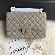 CHANEL 1112 Grey Large Size 30cm Caviar Leather Flap Bag  - 1