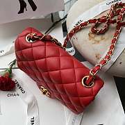 Chanel 17CM Mini Flap Red Bag Lambskin Leather With Gold&Silver Hardware - 2