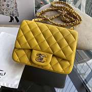 Chanel 17CM Mini Flap Yellow Bag Lambskin Leather With Gold&Silver Hardware - 1