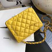 Chanel 17CM Mini Flap Yellow Bag Lambskin Leather With Gold&Silver Hardware - 5