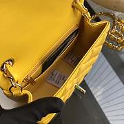 Chanel 17CM Mini Flap Yellow Bag Lambskin Leather With Gold&Silver Hardware - 3