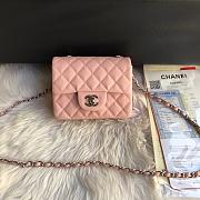 Chanel 17CM Mini Flap Pink Bag Caviar Leather With Gold&Silver Hardware - 1