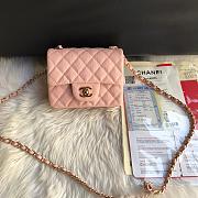 Chanel 17CM Mini Flap Pink Bag Caviar Leather With Gold&Silver Hardware - 5