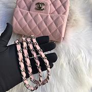 Chanel 17CM Mini Flap Pink Bag Caviar Leather With Gold&Silver Hardware - 3