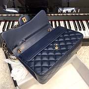 CHANEL 1112 Navy Blue Large Size 30cm Lambskin Leather Flap Bag With Gold Hardware - 5