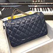 CHANEL 1112 Navy Blue Large Size 30cm Lambskin Leather Flap Bag With Gold Hardware - 3