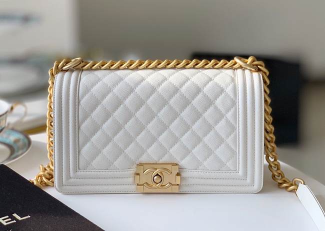 Chanel Medium Leboy Caviar Leather in White - 1