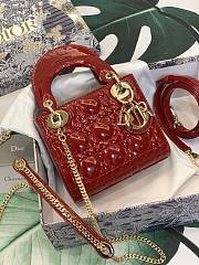 Lady Dior Mini Red Patent Leather Bag  - 6