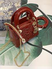 Lady Dior Mini Red Patent Leather Bag  - 5