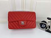 Chanel CF 20cm bag in red Caviar leather  - 4